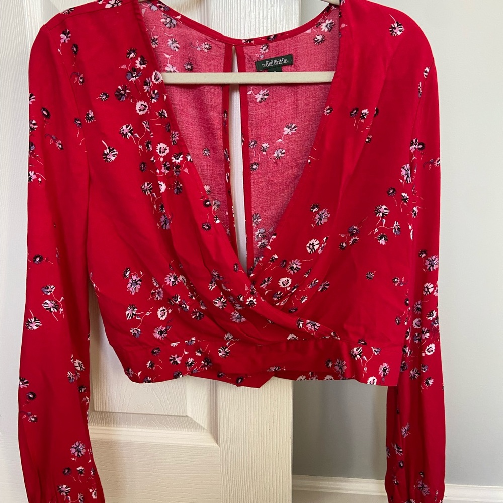 Red long sleeve crop top
